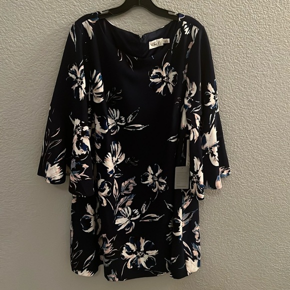 Eliza J Bell Sleeve Blue Floral Dress Size 20W - Picture 3 of 9